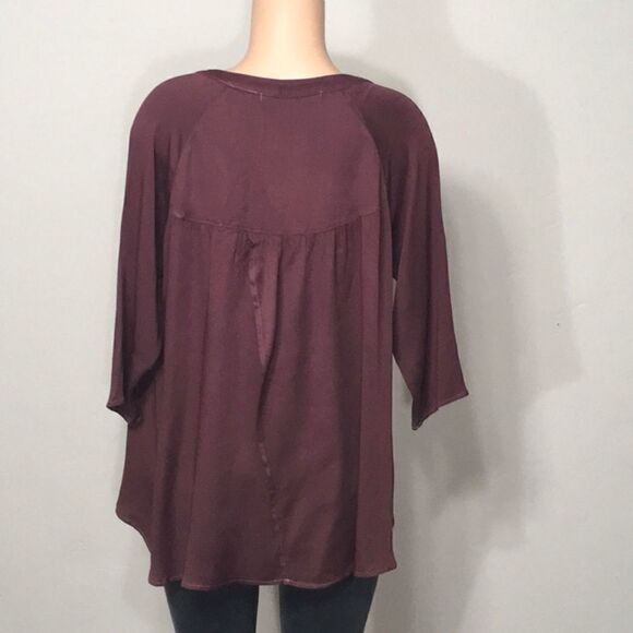 Burgundy Romy Rayon High/Low Cross-Back Top. New - Picture 6 of 8